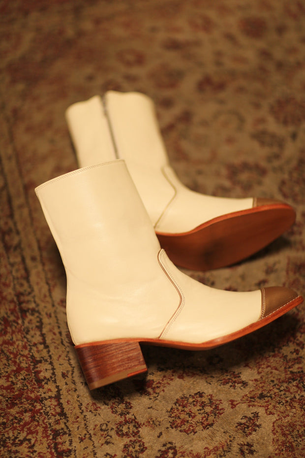 GOLD CAP CREAM BOOTS REYAL - sustainably made MOMO NEW YORK sustainable clothing, boots slow fashion