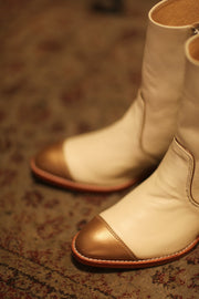 GOLD CAP CREAM BOOTS REYAL - sustainably made MOMO NEW YORK sustainable clothing, boots slow fashion
