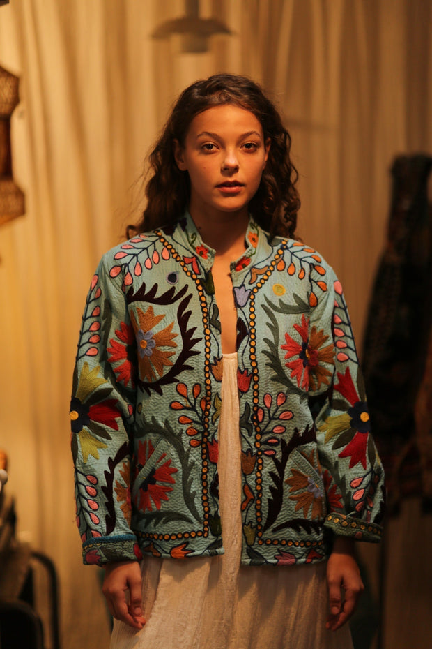 KANTHA EMBROIDERED JACKET ANTONA - sustainably made MOMO NEW YORK sustainable clothing, coatandjacket slow fashion