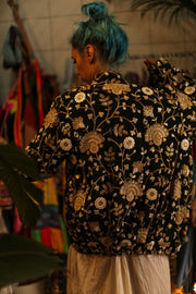 SILK EMBROIDERED BOMBER JACKET LISA - sustainably made MOMO NEW YORK sustainable clothing, slow fashion