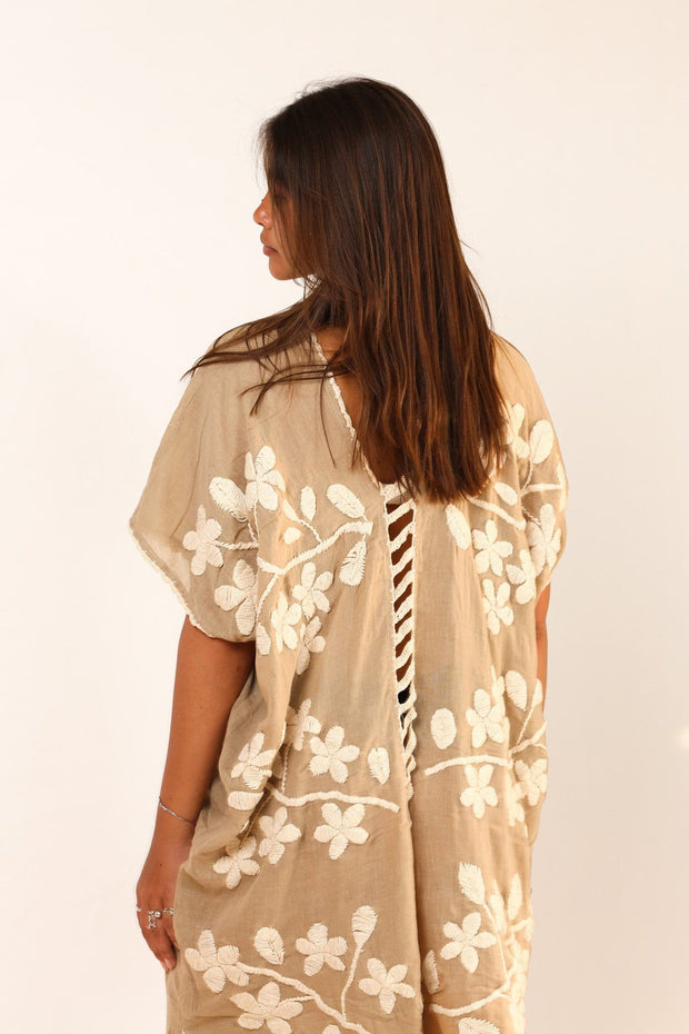 EMBROIDERED KAFTAN ALEXANDRA - sustainably made MOMO NEW YORK sustainable clothing, kaftan slow fashion